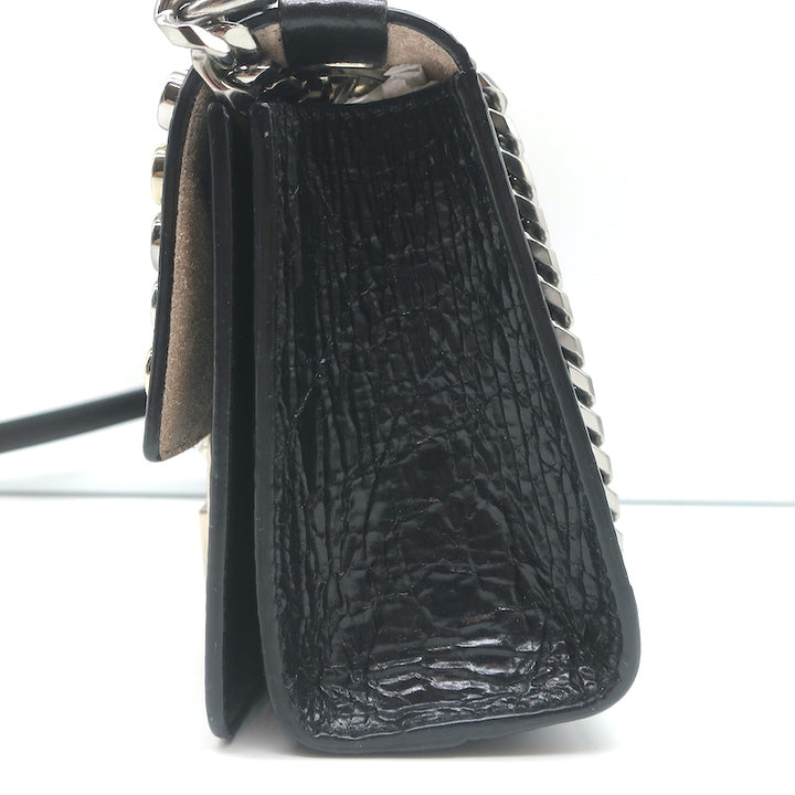 Jimmy Choo Rebel Soft Mini Crossbody Bag Black Studded Crinkled Leather NEW