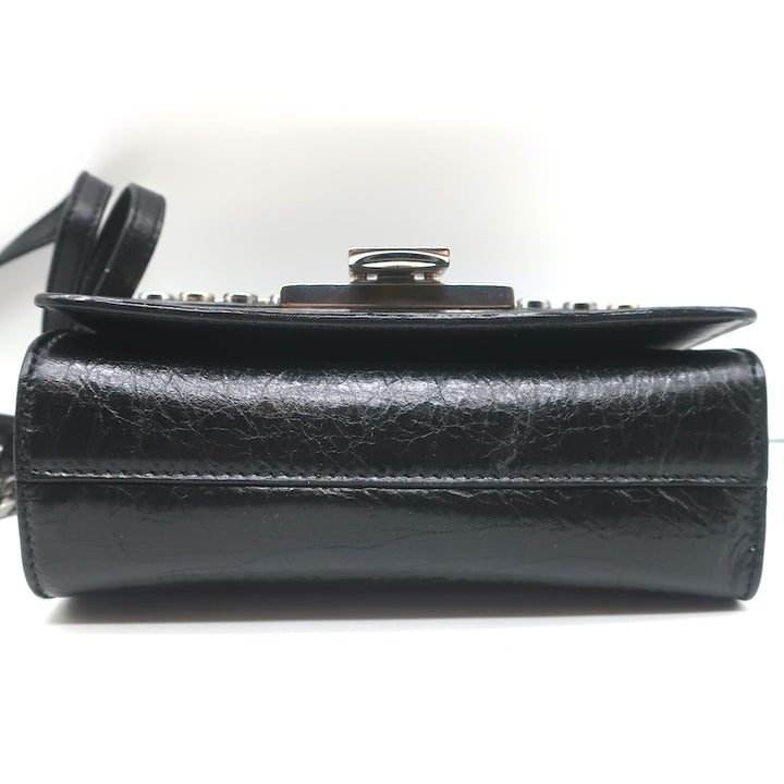 Jimmy Choo Rebel Soft Mini Crossbody Bag Black Studded Crinkled Leather NEW