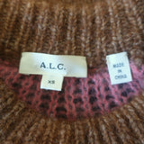 A.L.C. Hollis Fair Isle Crewneck Sweater Brown/Pink Alpaca-Wool Size Extra Small