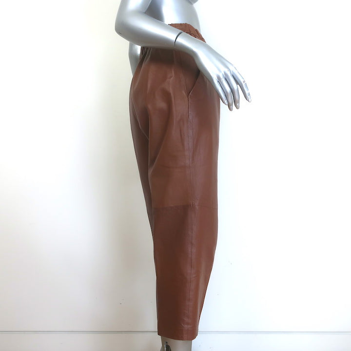 Dusan Leather Carrot Pants Brown Size Small