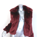 Reformation Faux Fur Zip-Up Jacket Burgundy Size Extra Small