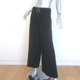 Celine Zip-Front Wide Leg Pants Black Ribbed Wool Size 38