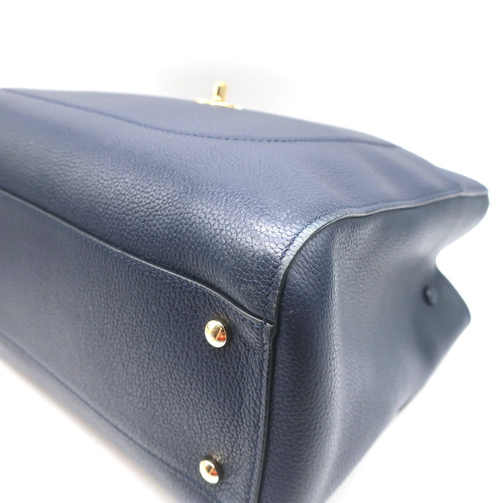 Chanel 17C Neo Executive Small Shopper Tote Navy Leather Shoulder Bag