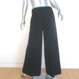 Celine Zip-Front Wide Leg Pants Black Ribbed Wool Size 38
