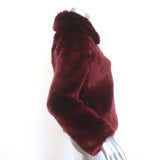 Reformation Faux Fur Zip-Up Jacket Burgundy Size Extra Small