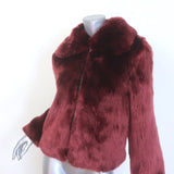 Reformation Faux Fur Zip-Up Jacket Burgundy Size Extra Small
