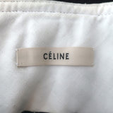 Celine Zip-Front Wide Leg Pants Black Ribbed Wool Size 38