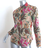 Etro Butterfly Floral Print Shirt Multicolor Cotton Size 40 Long Sleeve Top