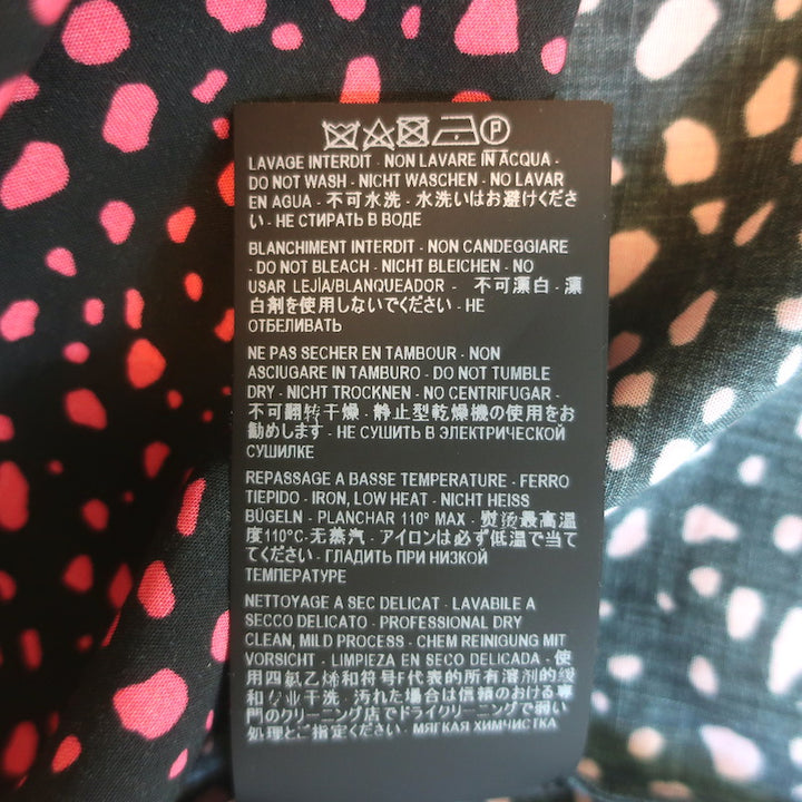 Saint Laurent Camp Collar Short Sleeve Shirt Black/Pink Dot Print Size 38