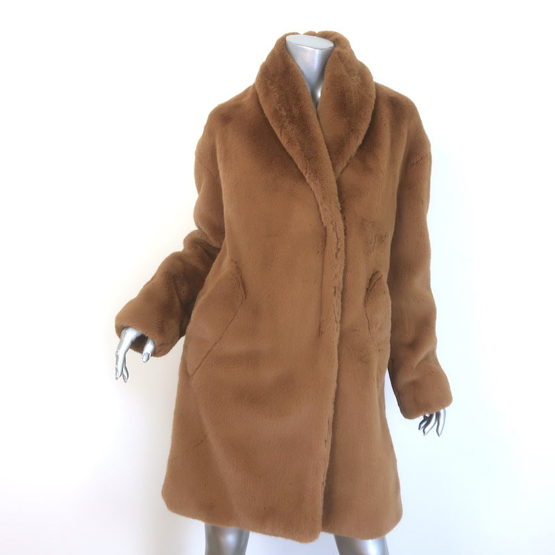 Rag &amp; Bone Bijou Belted Faux Fur Coat Camel Size Small