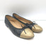 Chanel CC Cap Toe Bow Ballet Flats Black & Metallic Gold Leather Size 42