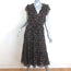 Ulla Johnson Emine Tiered Midi Dress Black Metallic Ikat Print Chiffon Size 8