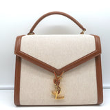 Saint Laurent Cassandra Medium Top Handle Bag Leather-Trim Canvas Crossbody NEW