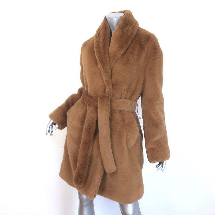 Rag &amp; Bone Bijou Belted Faux Fur Coat Camel Size Small