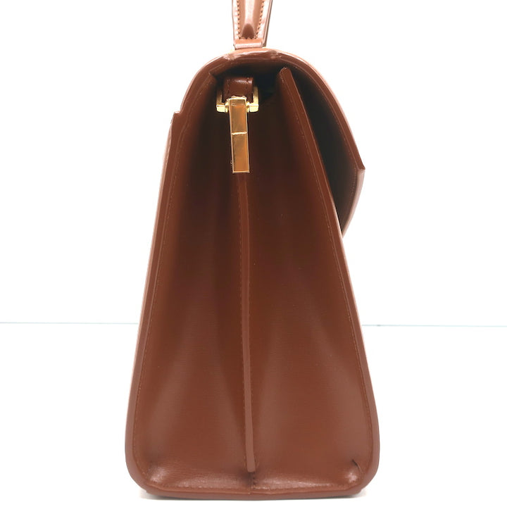 Saint Laurent Cassandra Medium Top Handle Bag Leather-Trim Canvas Crossbody NEW