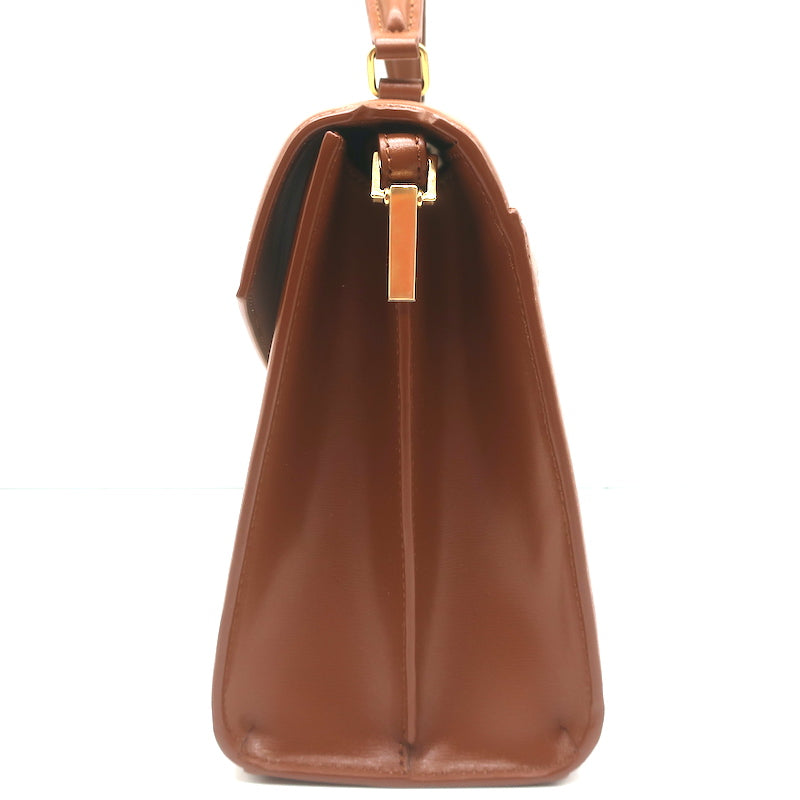 Saint Laurent Cassandra Medium Top Handle Bag Leather-Trim Canvas Crossbody NEW