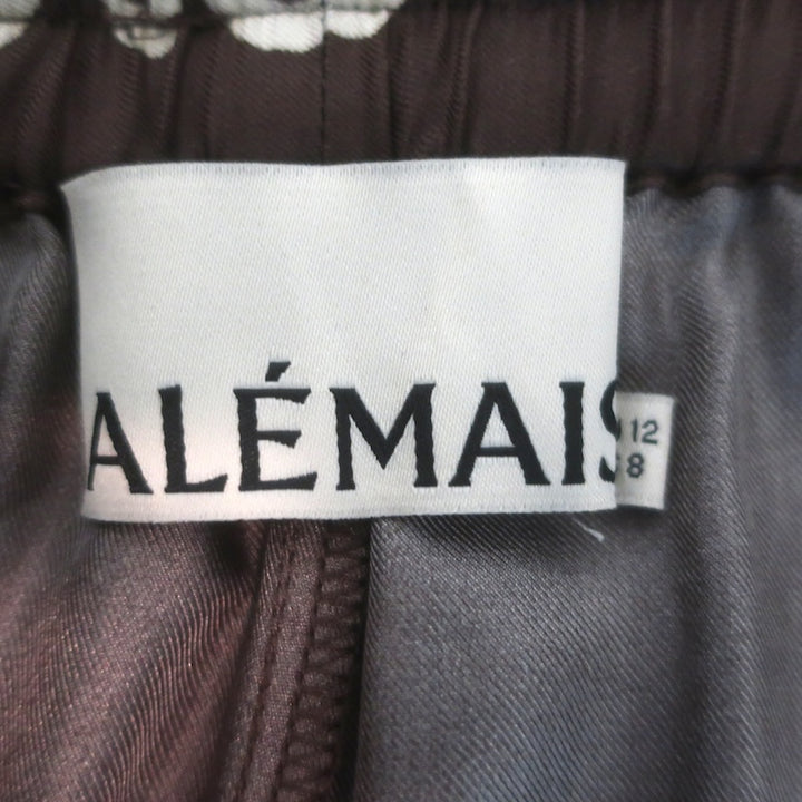 Alemais Sammy Wide Leg Pants Chocolate Printed Silk Twill Size US 8