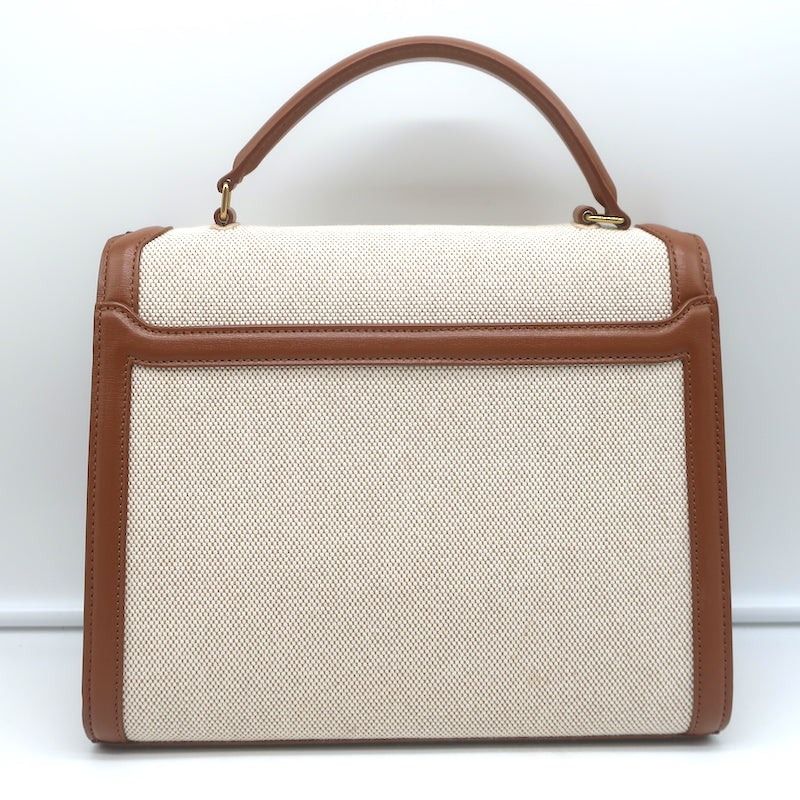 Saint Laurent Cassandra Medium Top Handle Bag Leather-Trim Canvas Crossbody NEW