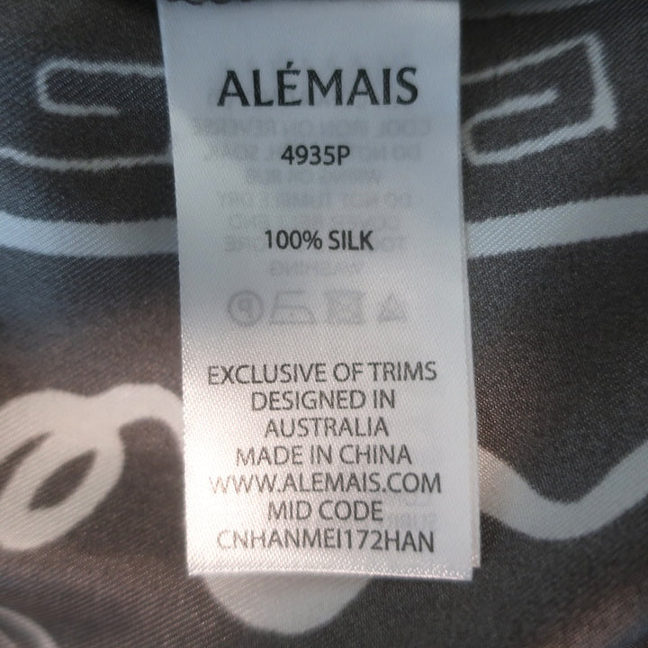 Alemais Sammy Wide Leg Pants Chocolate Printed Silk Twill Size US 8