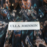 Ulla Johnson Emine Tiered Midi Dress Black Metallic Ikat Print Chiffon Size 8