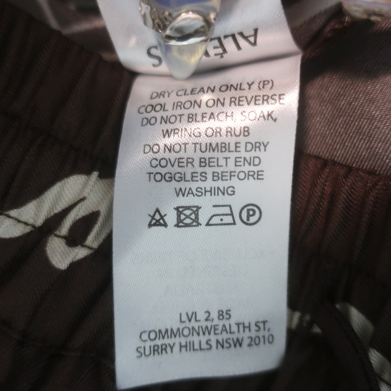 Alemais Sammy Wide Leg Pants Chocolate Printed Silk Twill Size US 8