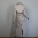 Nour Hammour Dakota Fur-Collar Long Leather Coat Powder Size 34 NEW