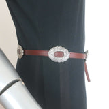 Lauren Ralph Lauren Concho Skinny Belt Brown Leather Size Medium