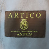 Artico Fox Fur-Trimmed Hooded Shearling Coat Gray Suede Size 44