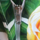 Dolce & Gabbana Rose Print Tapered Trousers White/Yellow Silk Twill Size 46