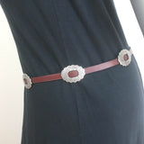 Lauren Ralph Lauren Concho Skinny Belt Brown Leather Size Medium