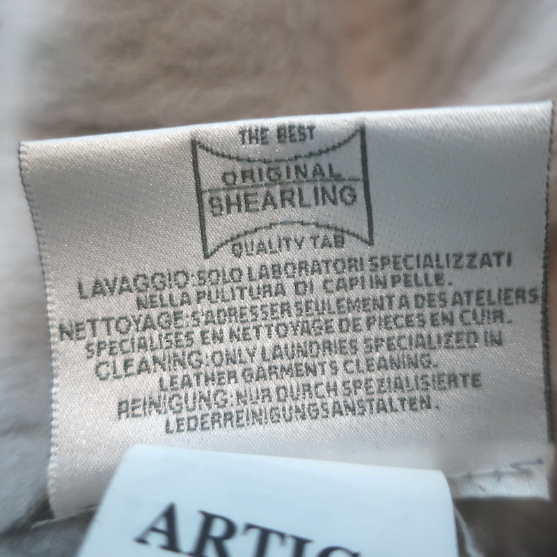 Artico Fox Fur-Trimmed Hooded Shearling Coat Gray Suede Size 44