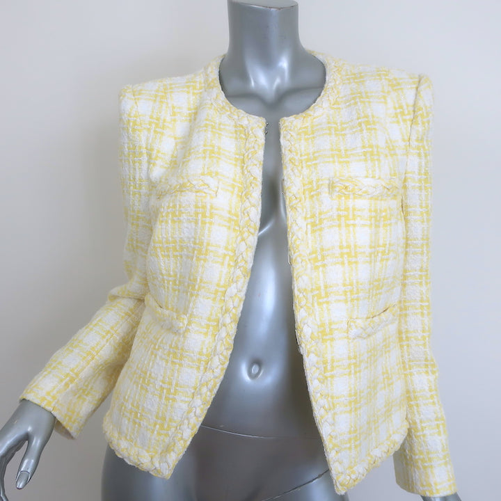 Veronica Beard Bryne Tweed Jacket Yellow/White Plaid Size 12