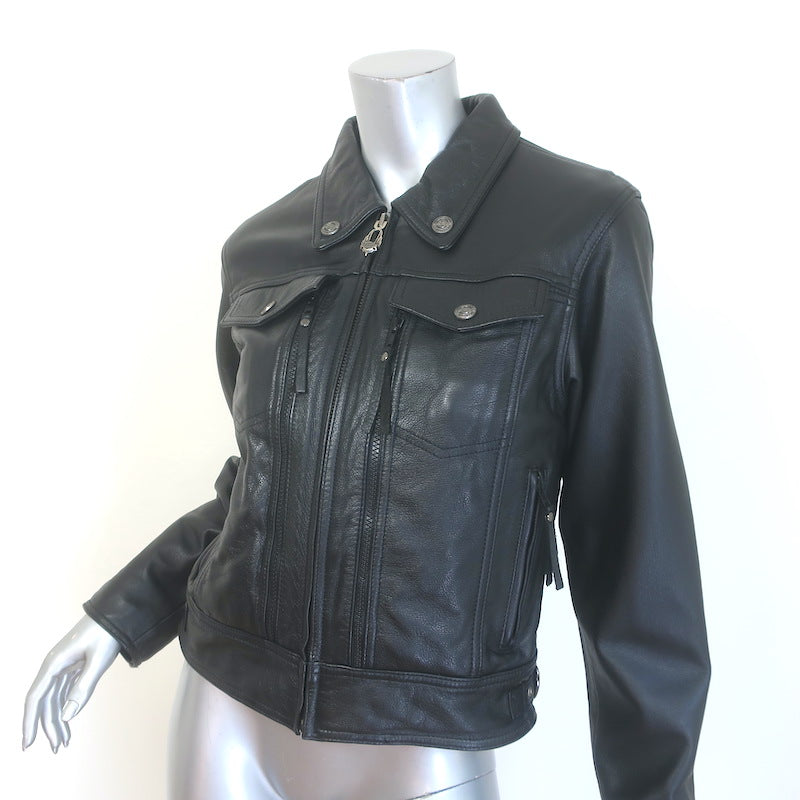 Harley-Davidson Nevada Leather Vented Motorcycle Jacket Black Size Small