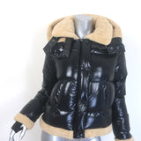 SAM. Ryan Shearling-Trimmed Hooded Down Puffer Jacket Black Size Medium