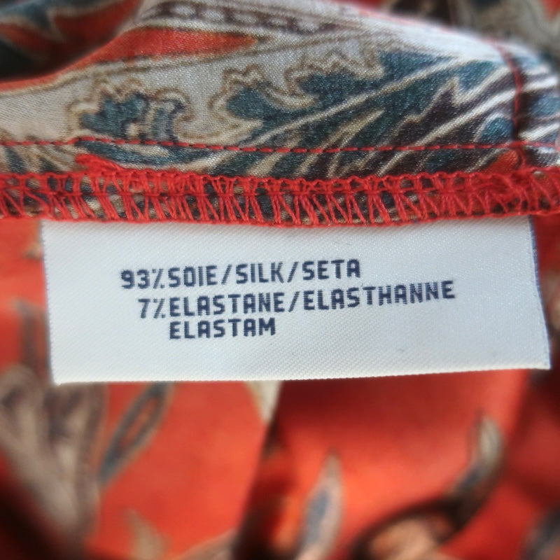 Pierre-Louis Mascia Cropped Floral Print Pants Red Stretch Silk Size Large