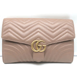 Gucci GG Marmont Large Clutch Bag Porcelain Rose Matelasse Leather