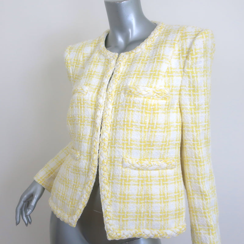 Veronica Beard Bryne Tweed Jacket Yellow/White Plaid Size 12