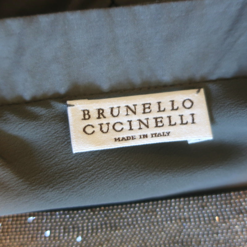 Brunello Cucinelli Monili-Trim Double V-Neck Mini Dress Gray Cotton Size Medium