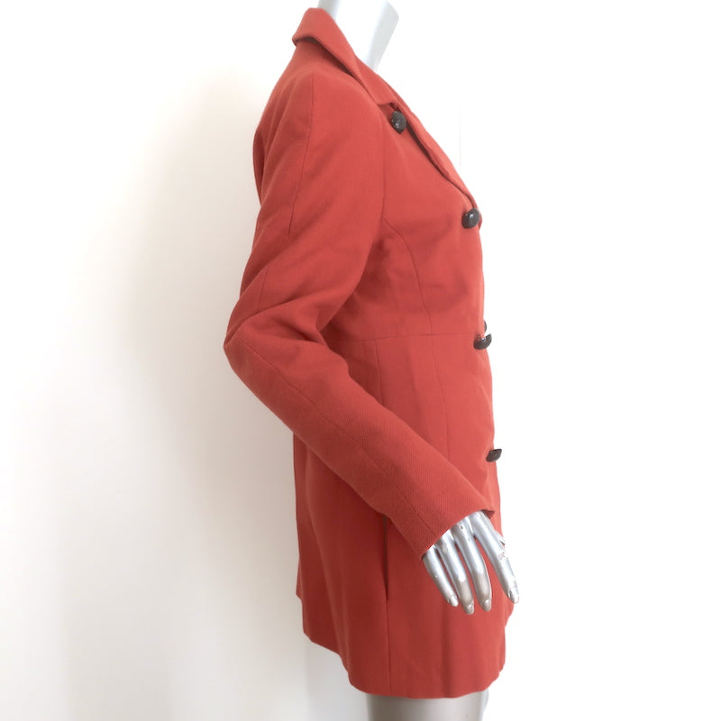 Chloe Pea Coat Brick Red Wool-Blend Size 40 Double Breasted Jacket