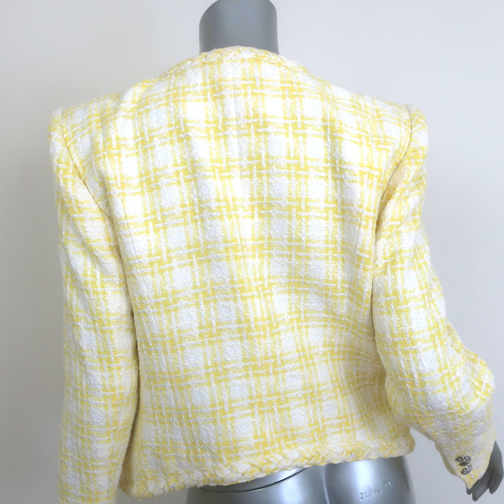 Veronica Beard Bryne Tweed Jacket Yellow/White Plaid Size 12