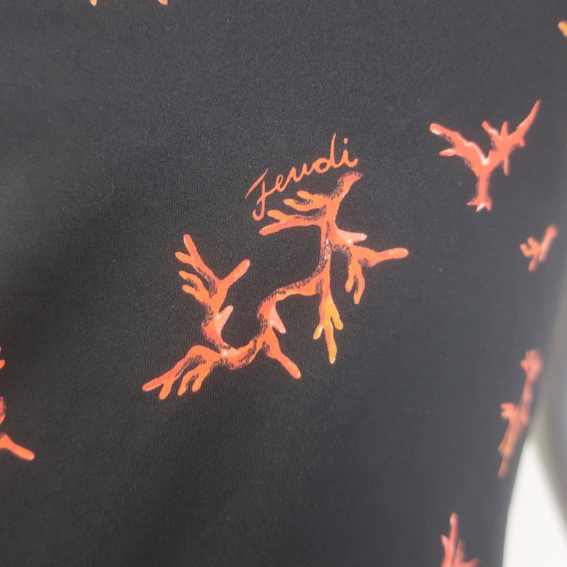 Fendi Coral Print One-Piece Swimsuit Black Size Medium