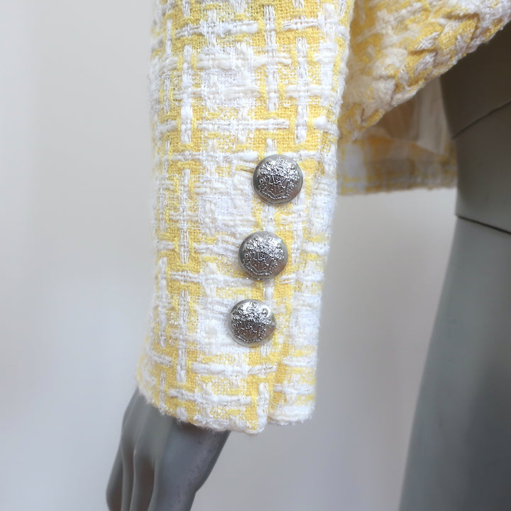 Veronica Beard Bryne Tweed Jacket Yellow/White Plaid Size 12