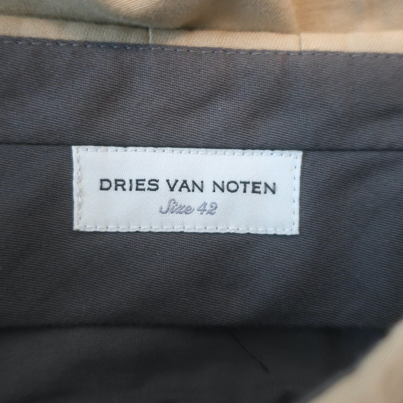 Dries Van Noten Straight Leg Cotton Trousers Khaki Size 42