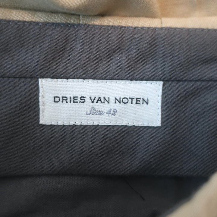 Dries Van Noten Straight Leg Cotton Trousers Khaki Size 42