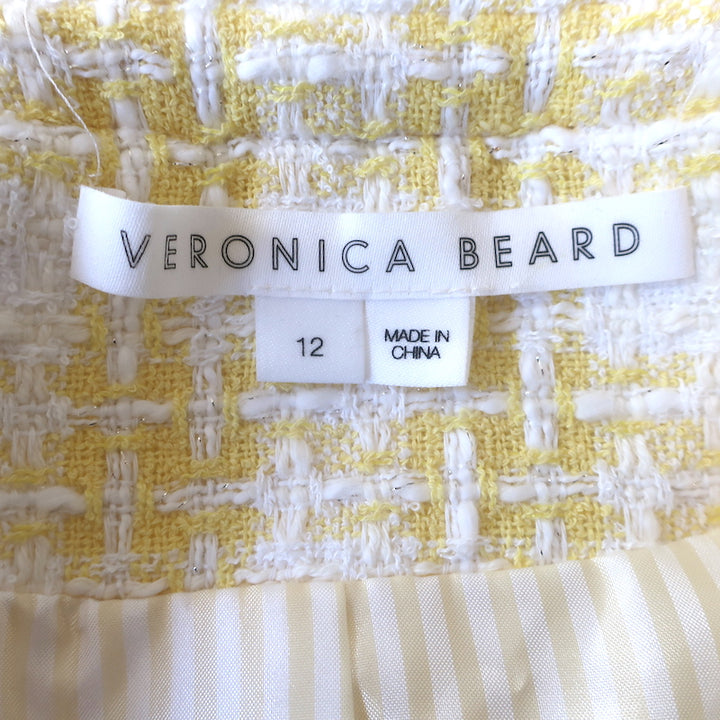 Veronica Beard Bryne Tweed Jacket Yellow/White Plaid Size 12