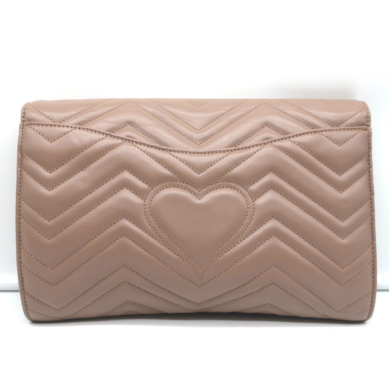 Gucci GG Marmont Large Clutch Bag Porcelain Rose Matelasse Leather