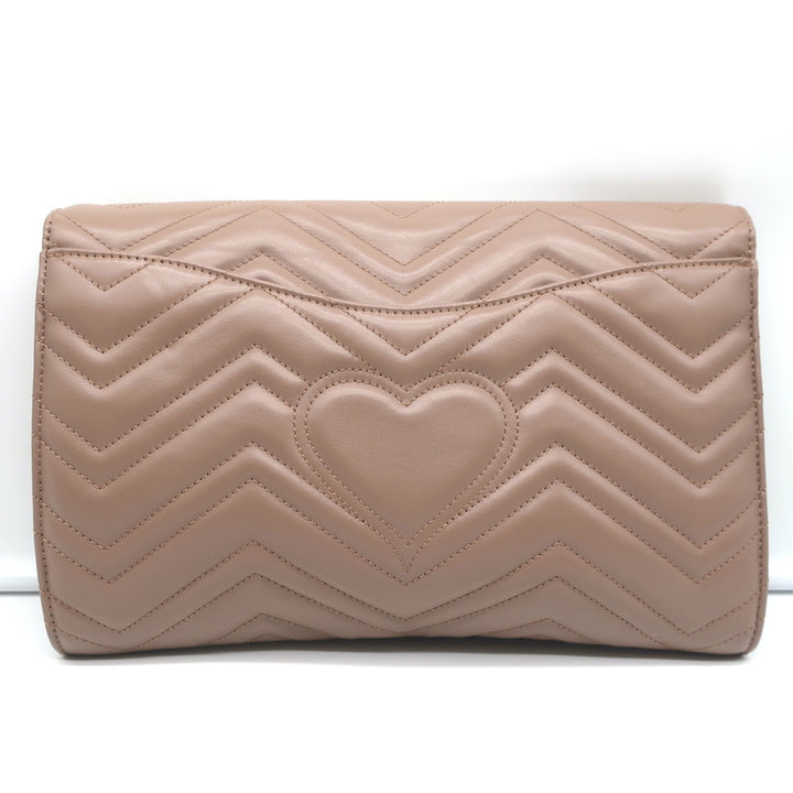 Gucci GG Marmont Large Clutch Bag Porcelain Rose Matelasse Leather