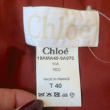 Chloe Pea Coat Brick Red Wool-Blend Size 40 Double Breasted Jacket