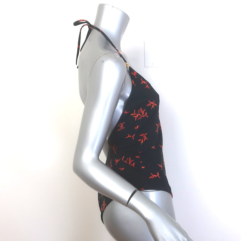 Fendi Coral Print One-Piece Swimsuit Black Size Medium