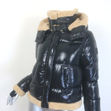 SAM. Ryan Shearling-Trimmed Hooded Down Puffer Jacket Black Size Medium
